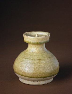 图片[1]-Blue glaze printing spittle pot with lid-China Archive